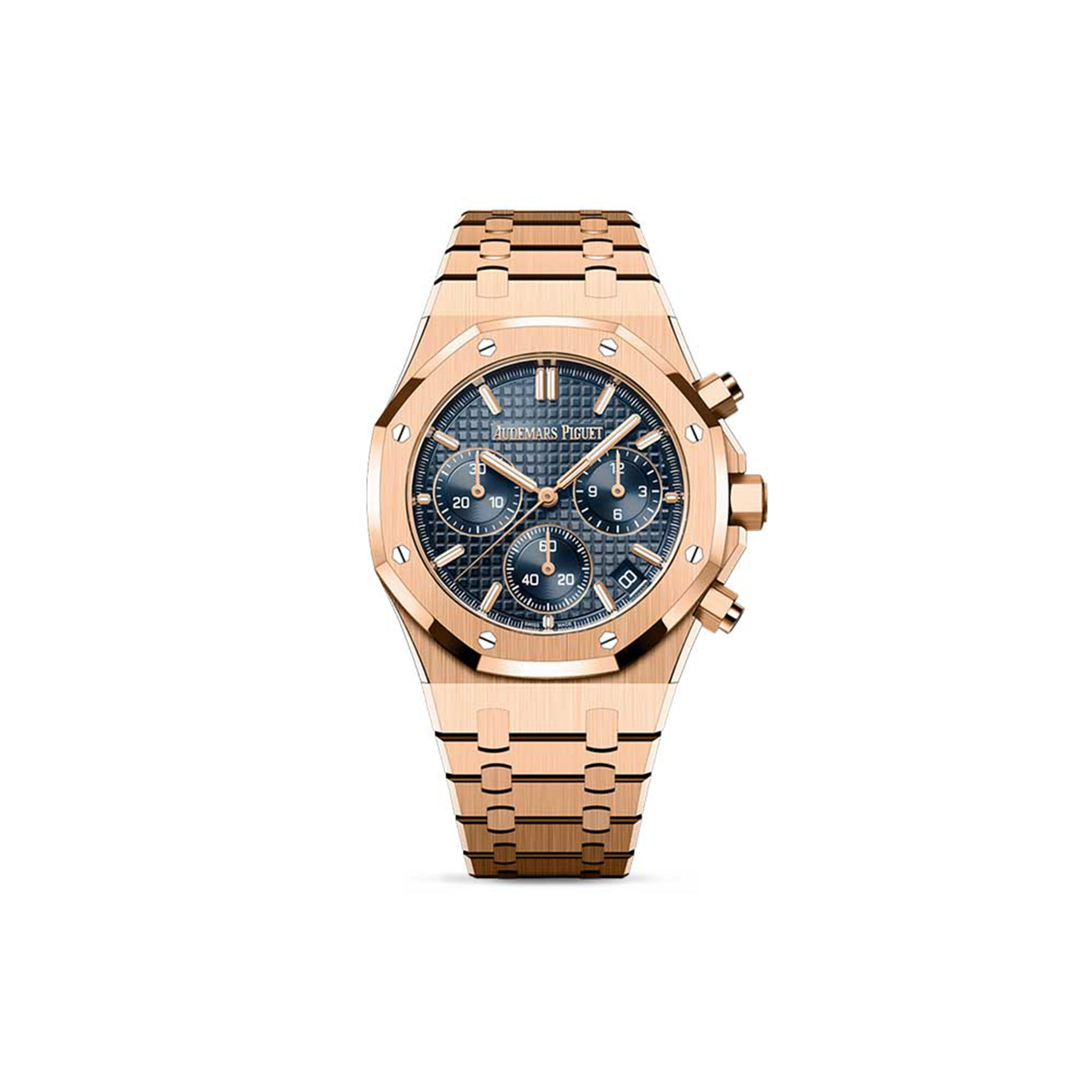 audemars P1g*et royal oak chronograph rose gold blue dial 41mm 26240or.oo.1320or.05